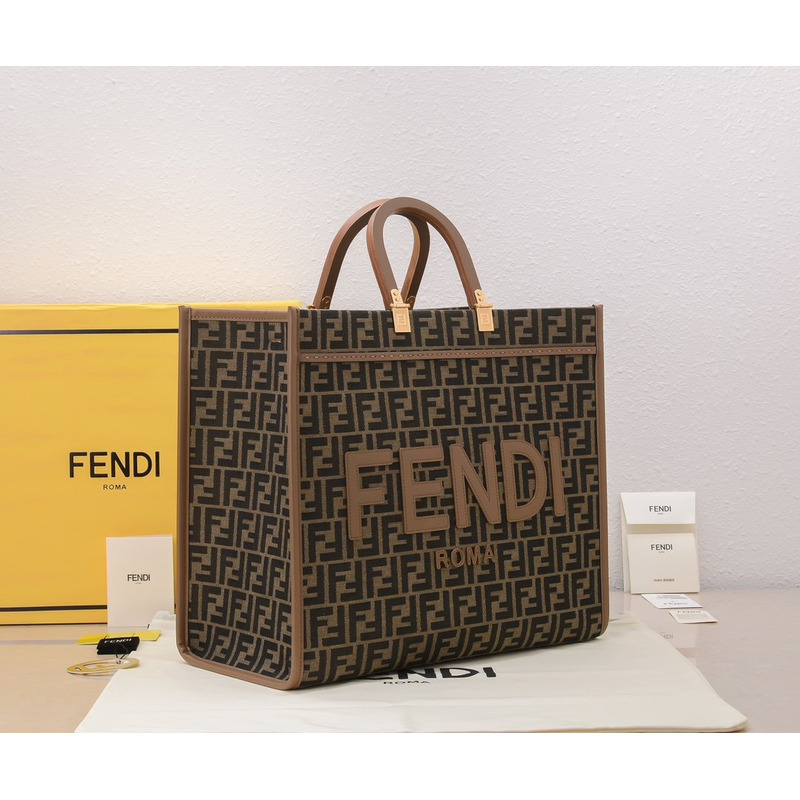 F**di calfskin canvas a4 2way logo totes