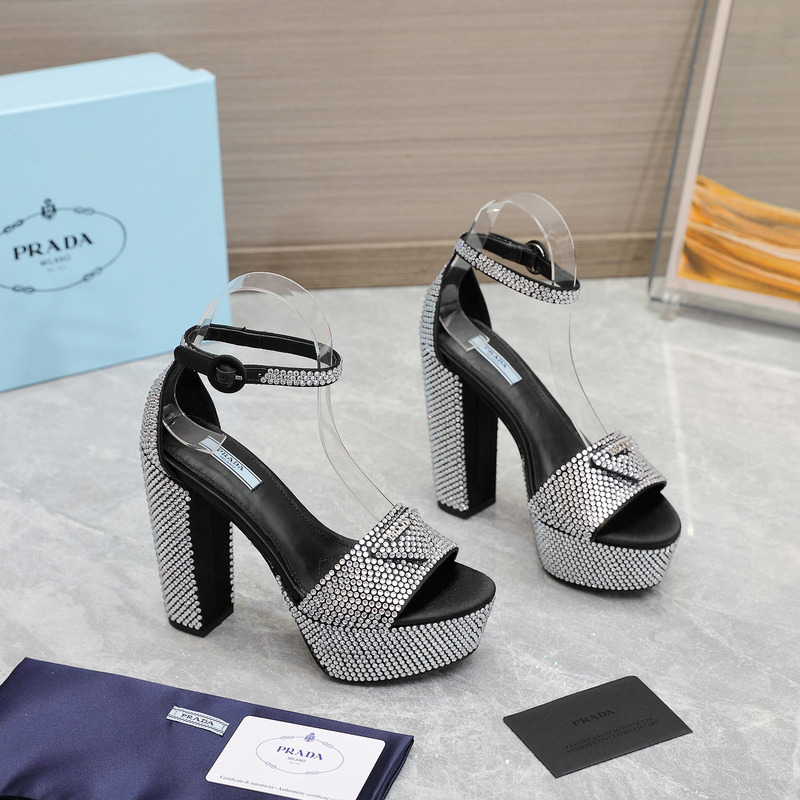 Pra*a plateau crystal ankle strap platform sandal