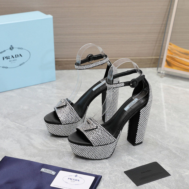 Pra*a plateau crystal ankle strap platform sandal