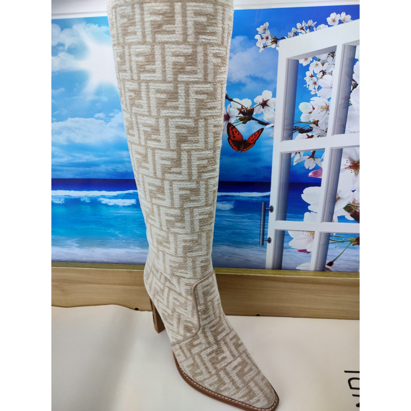 F**di ff-print knee-length boots