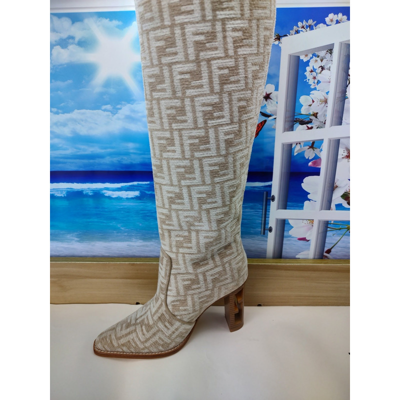 F**di ff-print knee-length boots