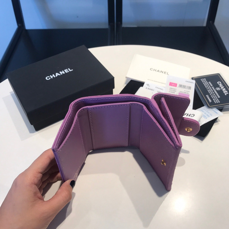 Ch*el caviar wallets purple double fold