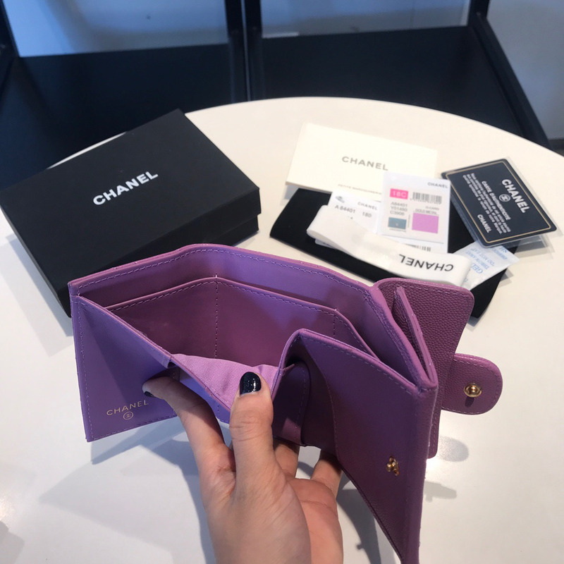 Ch*el caviar wallets purple double fold