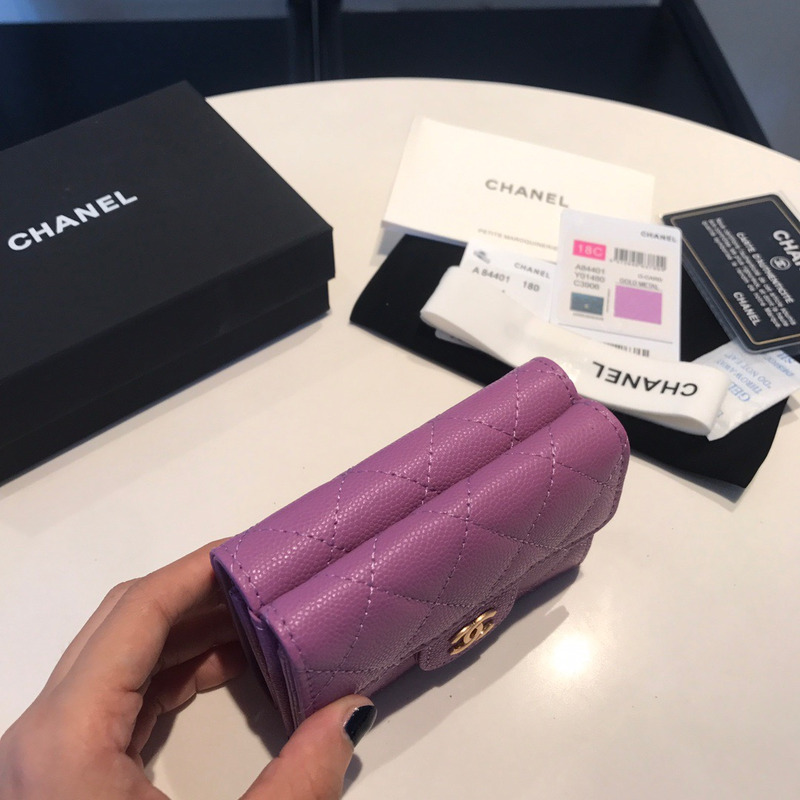 Ch*el caviar wallets purple double fold