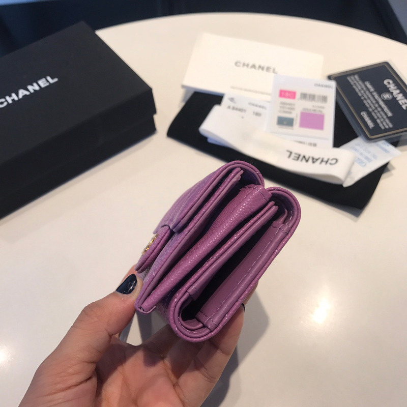 Ch*el caviar wallets purple double fold