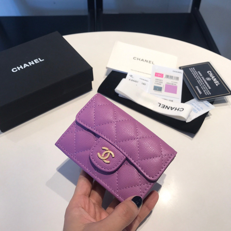 Ch*el caviar wallets purple double fold