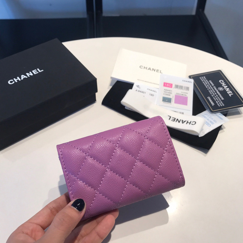 Ch*el caviar wallets purple double fold