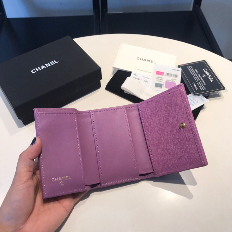 Ch*el caviar wallets purple double fold