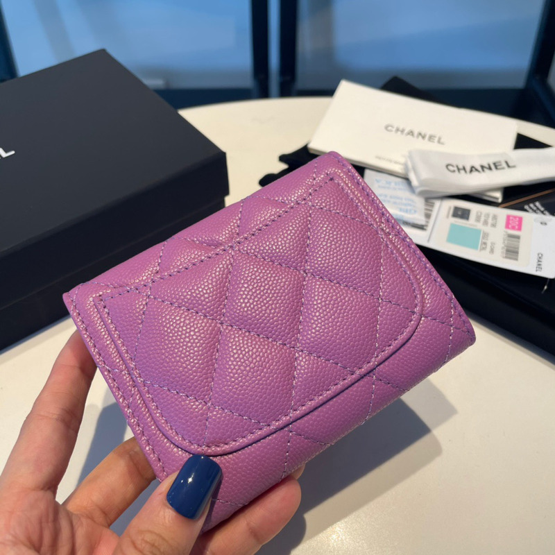 Ch*el caviar wallets purple single fold