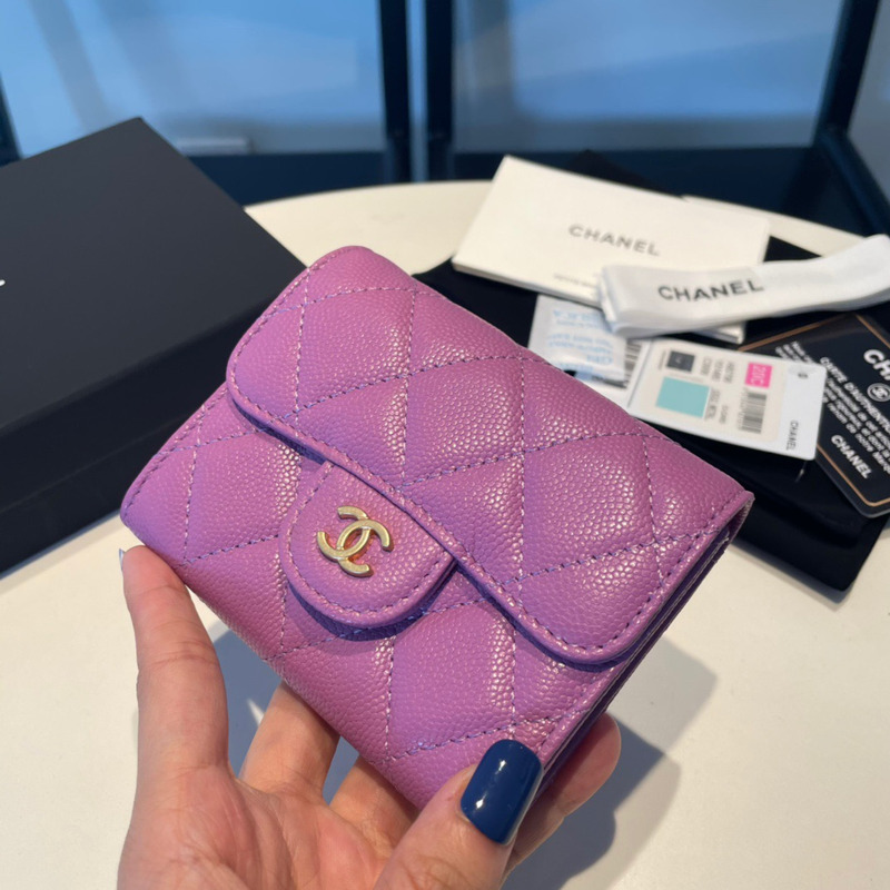 Ch*el caviar wallets purple single fold