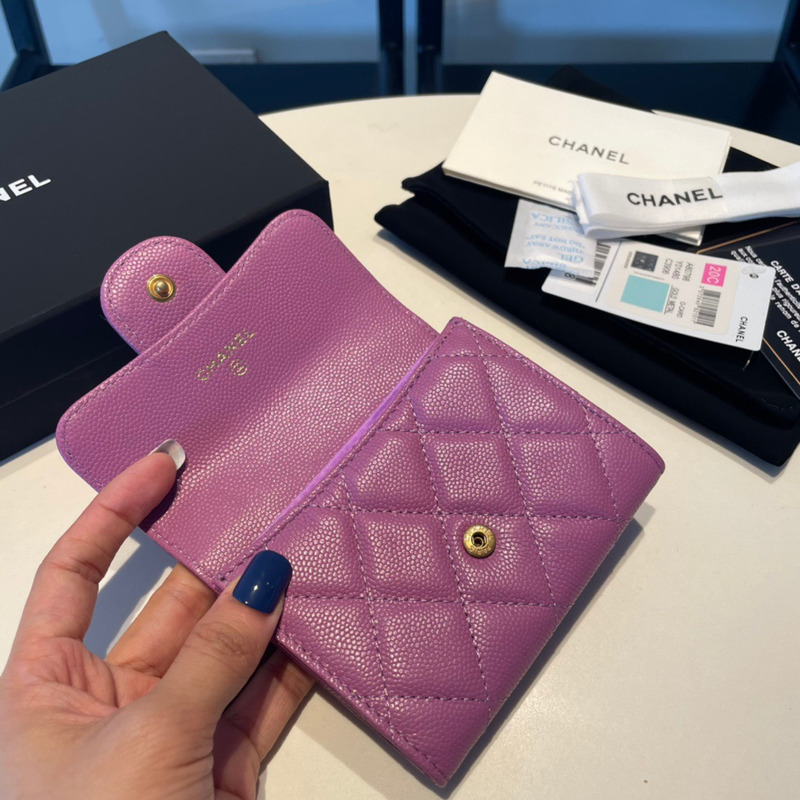 Ch*el caviar wallets purple single fold