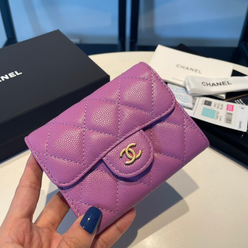 Ch*el caviar wallets purple single fold