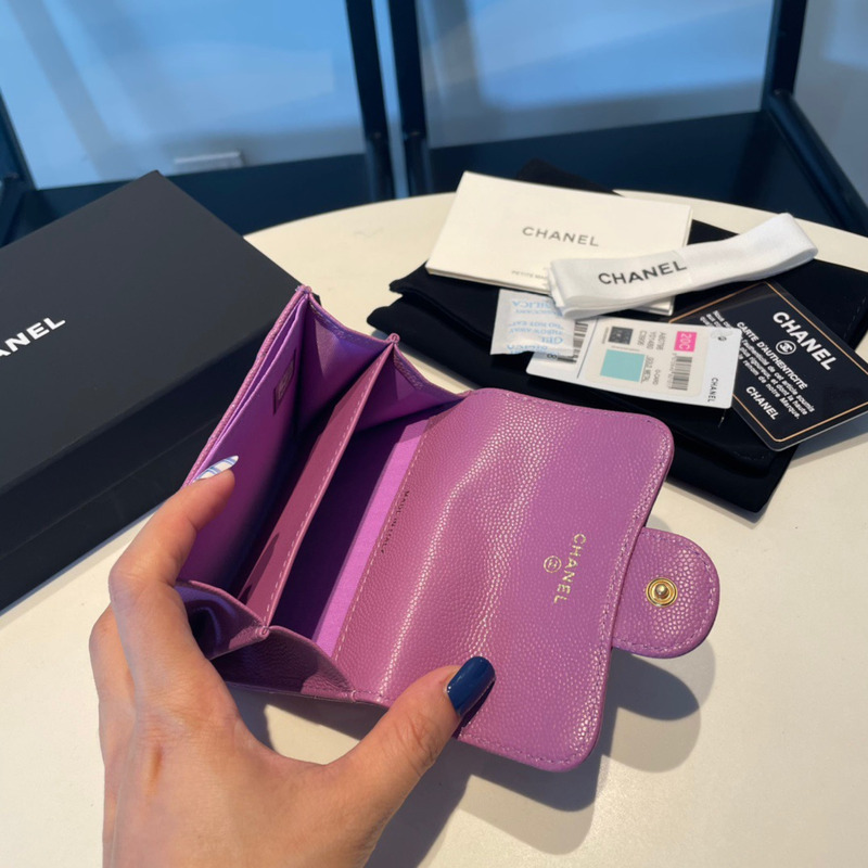 Ch*el caviar wallets purple single fold