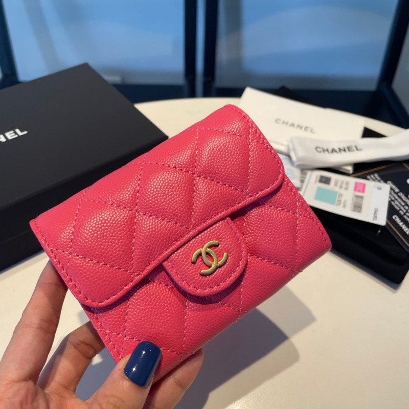 Ch*el classic flap wallet red