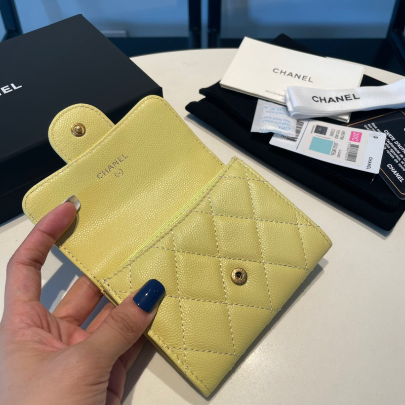 Ch*el classic flap wallet yellow