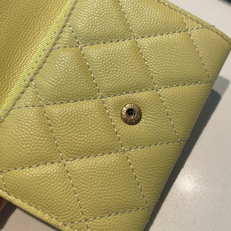 Ch*el classic flap wallet yellow