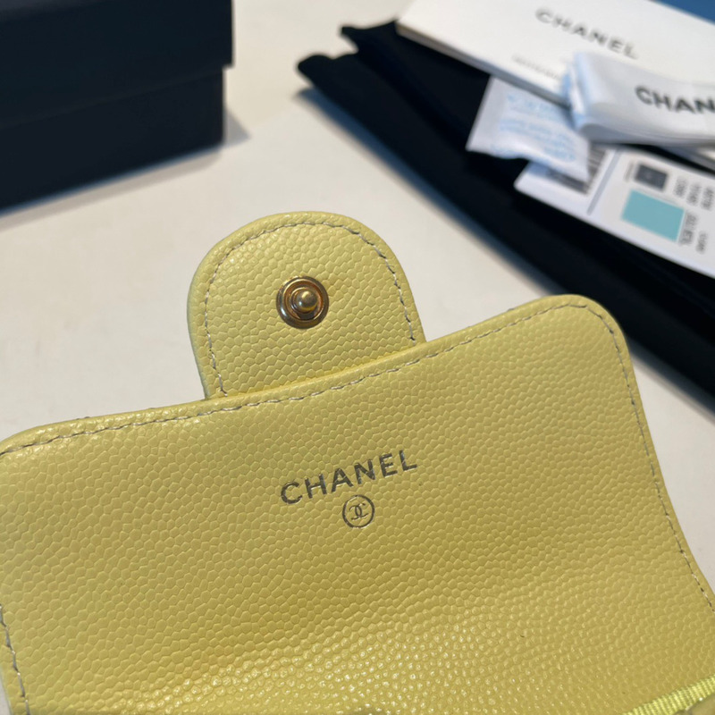 Ch*el classic flap wallet yellow