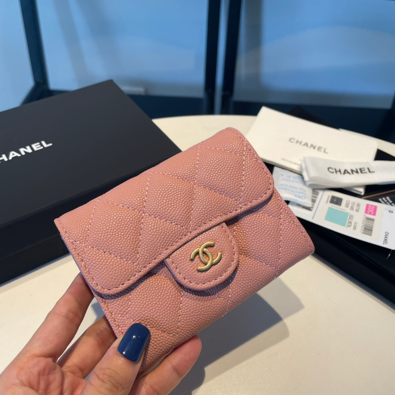 Ch*el classic flap wallet pink