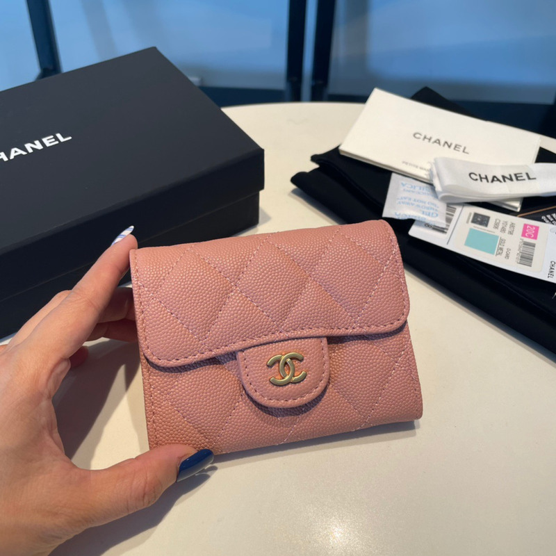 Ch*el classic flap wallet pink