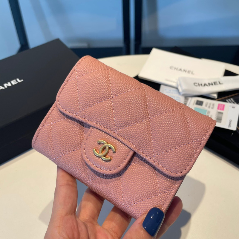 Ch*el classic flap wallet pink