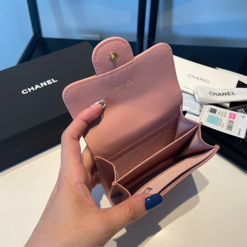 Ch*el classic flap wallet pink