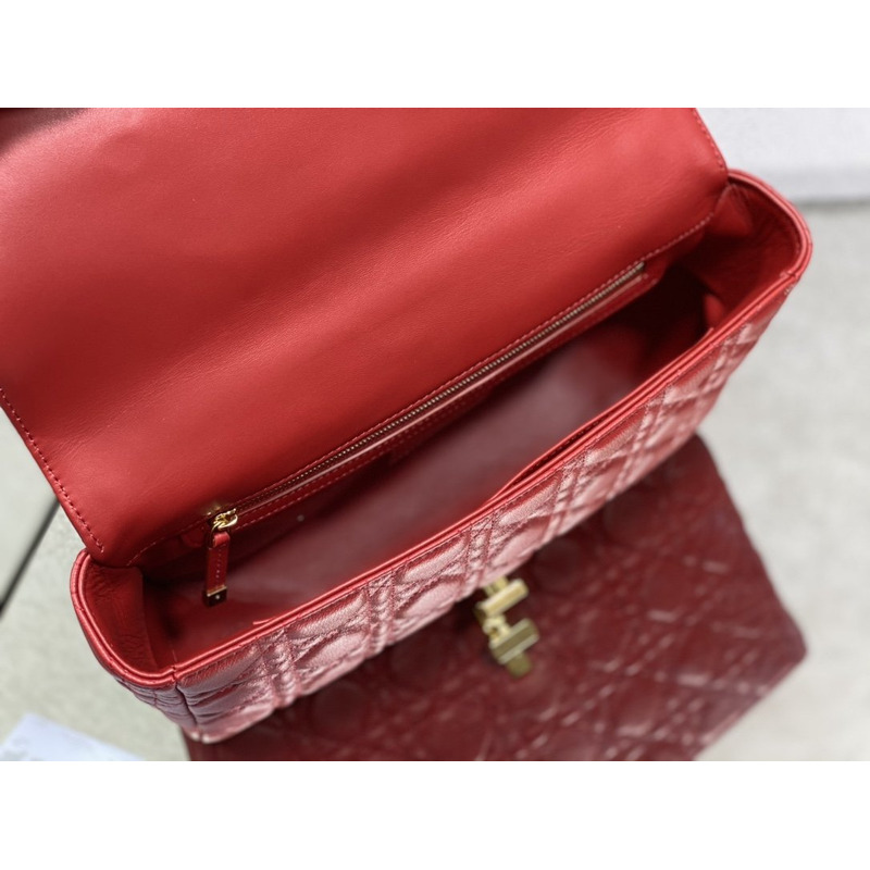 D*or  caro bag beige soft calfskin red