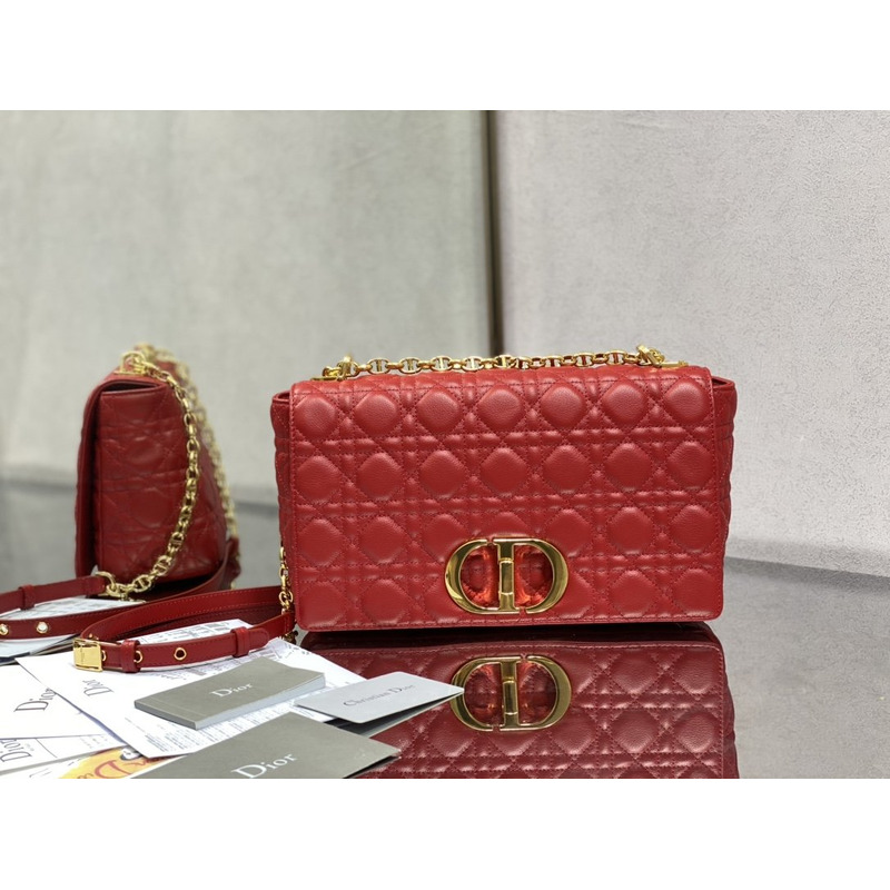 D*or  caro bag beige soft calfskin red