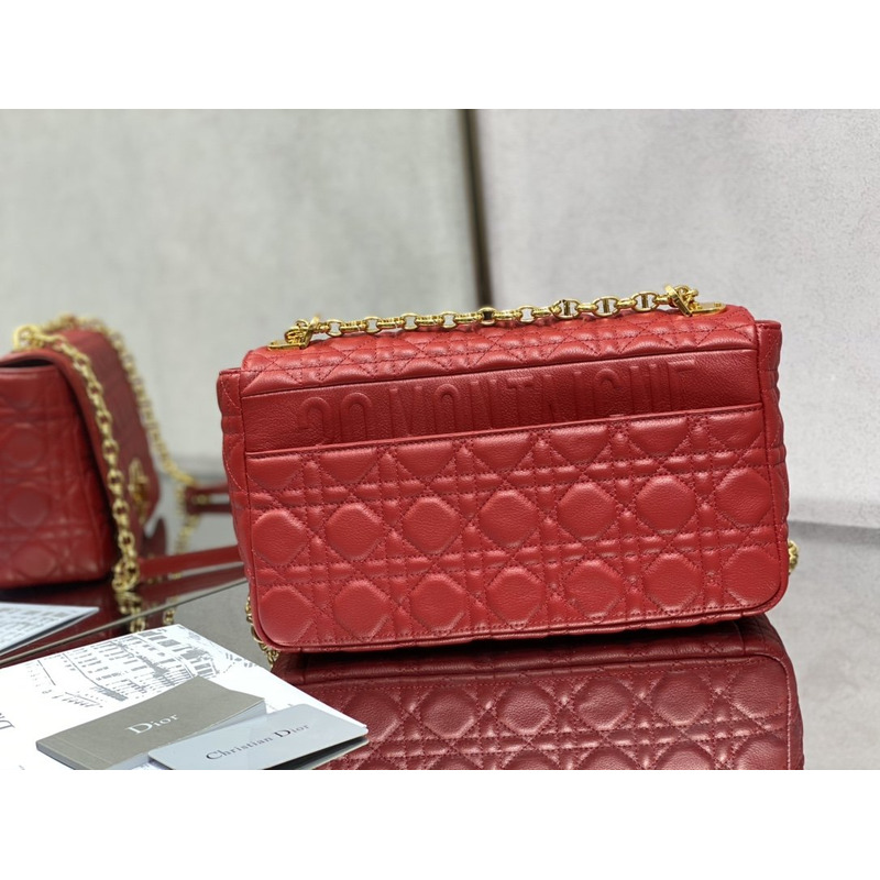 D*or  caro bag beige soft calfskin red