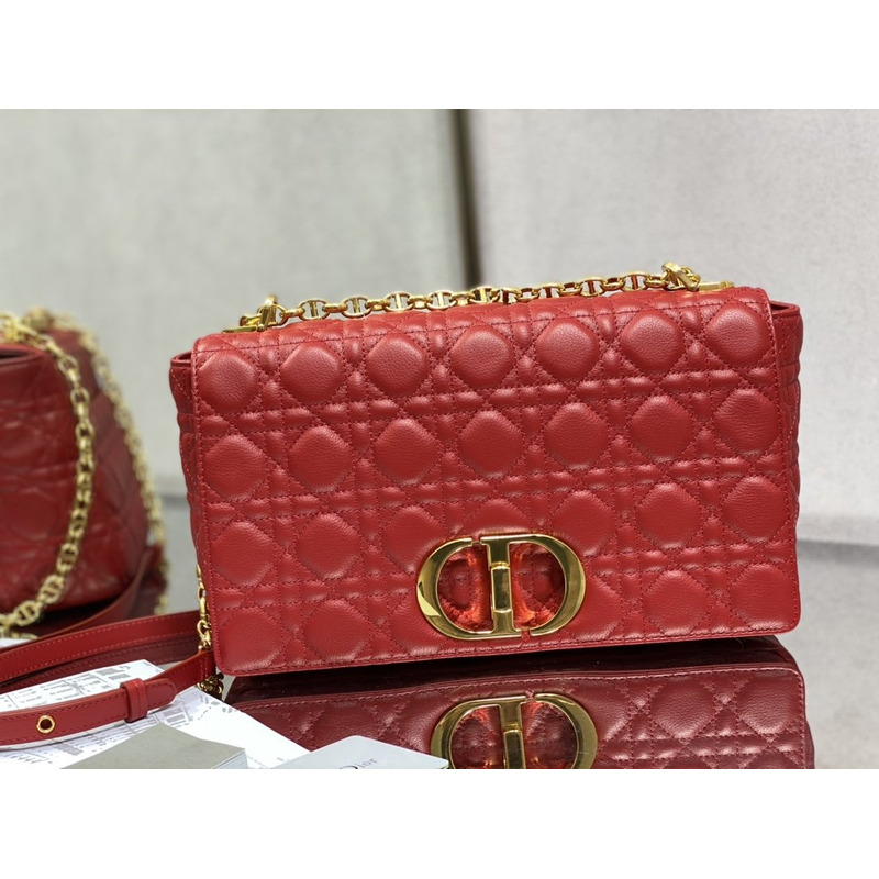 D*or  caro bag beige soft calfskin red