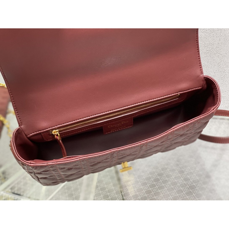 D*or caro bag beige soft calfskin dark red