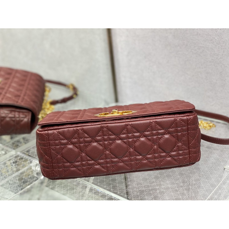 D*or caro bag beige soft calfskin dark red