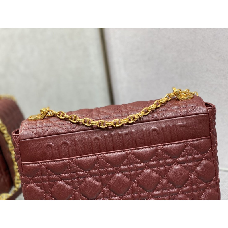 D*or caro bag beige soft calfskin dark red