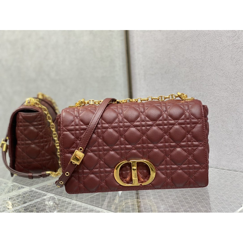 D*or caro bag beige soft calfskin dark red