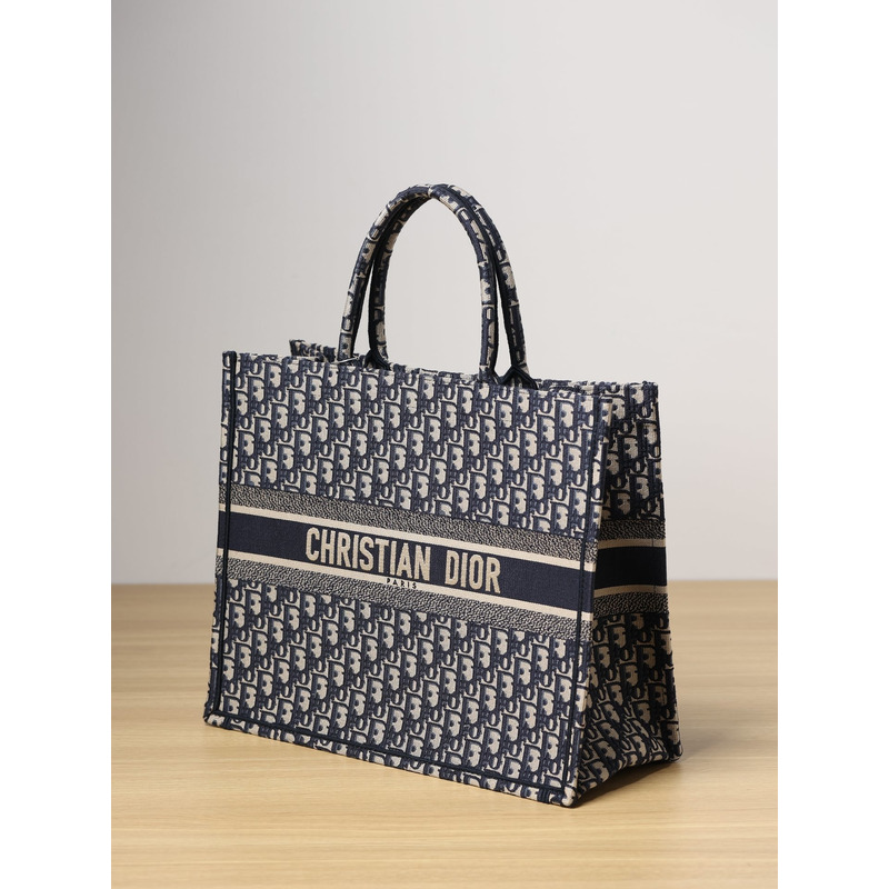 D*or booktote bag blue oblique print embroidery