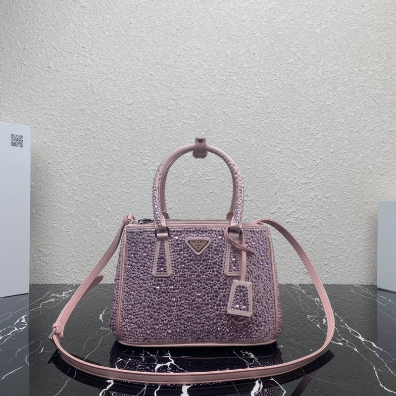 Pra*a galleria mini crystal embellished satin bag pink