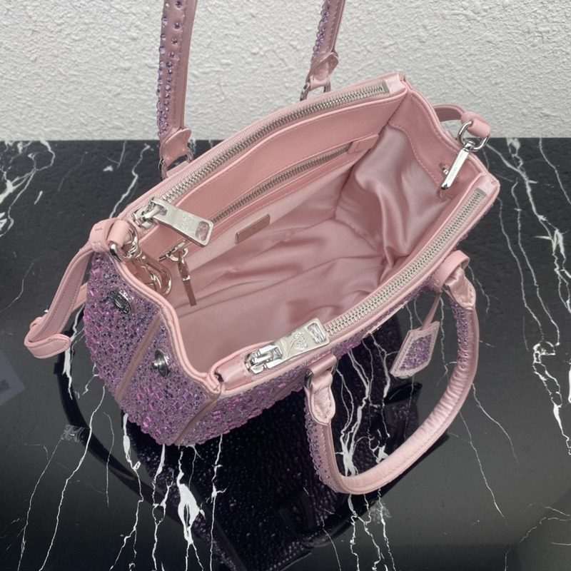 Pra*a galleria mini crystal embellished satin bag pink