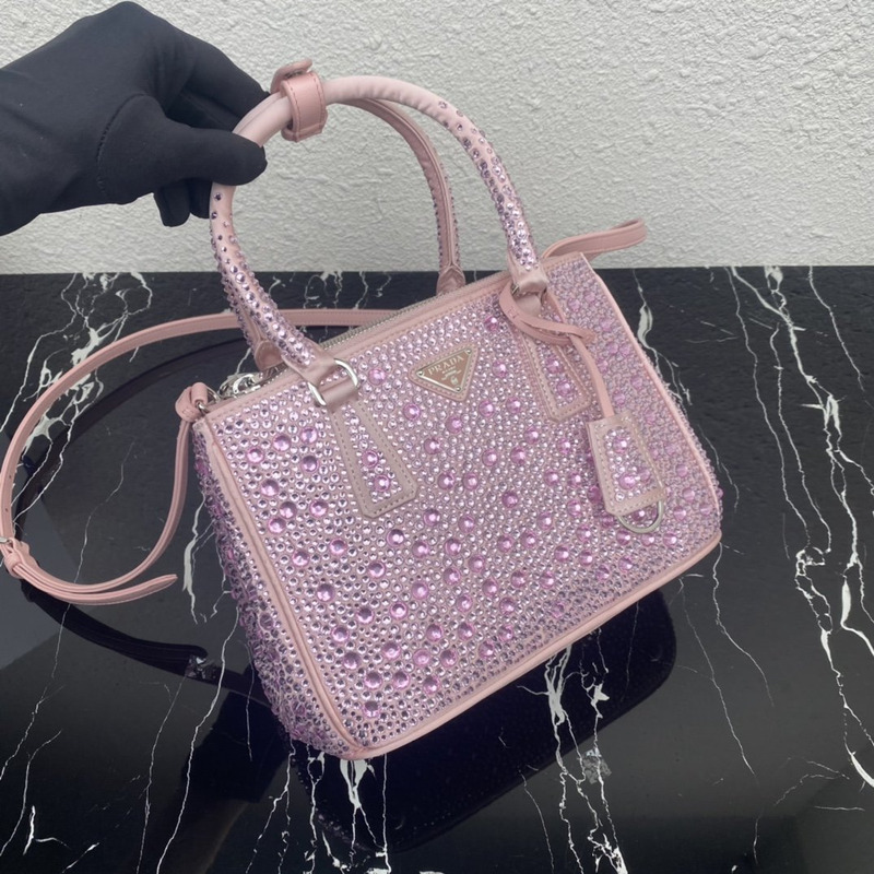 Pra*a galleria mini crystal embellished satin bag pink