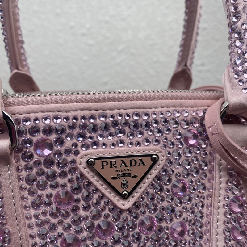 Pra*a galleria mini crystal embellished satin bag pink