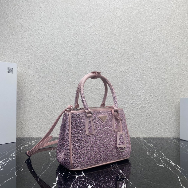 Pra*a galleria mini crystal embellished satin bag pink