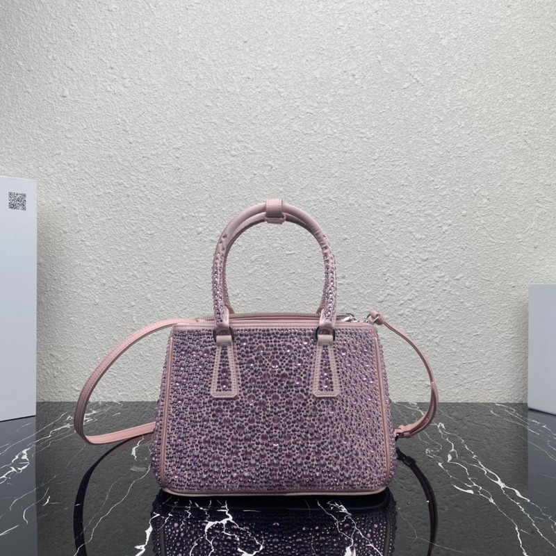 Pra*a galleria mini crystal embellished satin bag pink