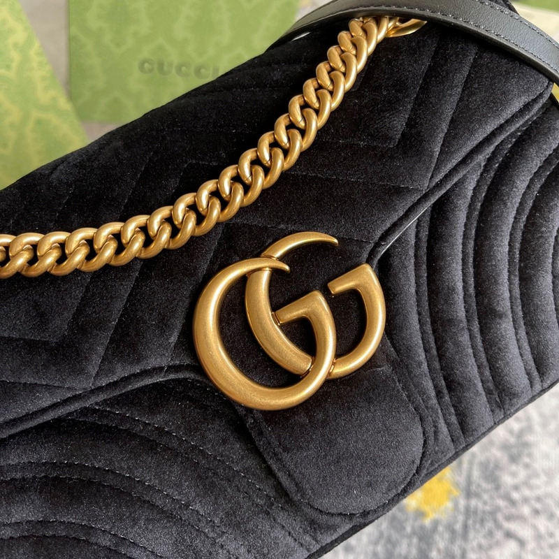 G*u*i marmont velvet shoulder bag meduim black