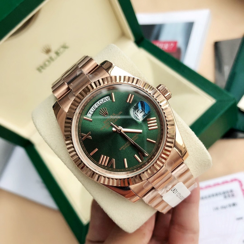 Rolex Day-Date 40 Green Roman Everose Rose Gold Super Clone