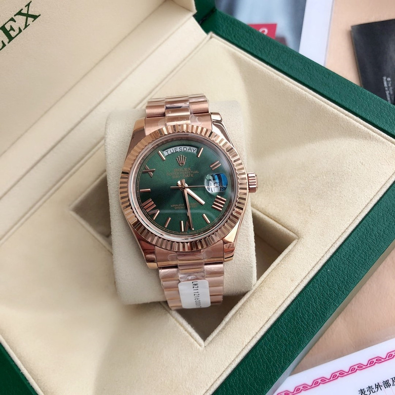 Rolex Day-Date 40 Green Roman Everose Rose Gold Super Clone