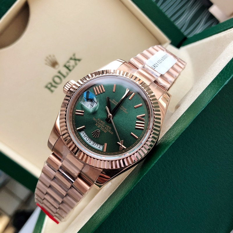 Rolex Day-Date 40 Green Roman Everose Rose Gold Super Clone