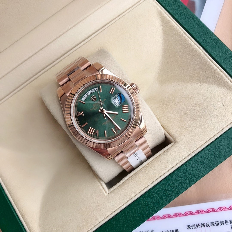 Rolex Day-Date 40 Green Roman Everose Rose Gold Super Clone