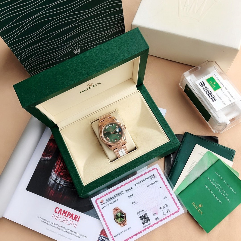 Rolex Day-Date 40 Green Roman Everose Rose Gold Super Clone