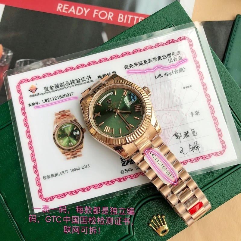 Rolex Day-Date 40 Green Roman Everose Rose Gold Super Clone