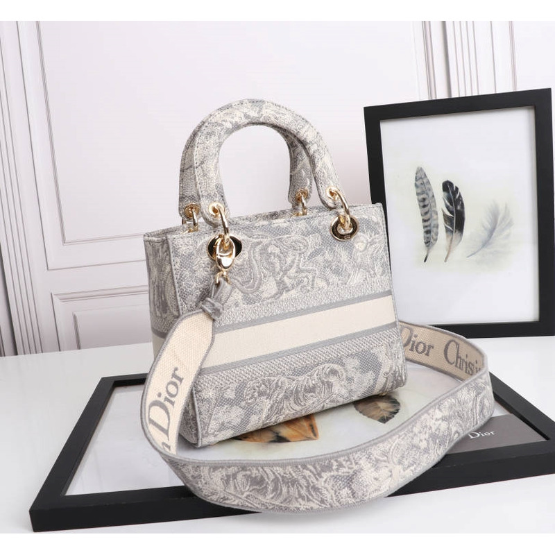 D*or medium lady d-lite handbag grey