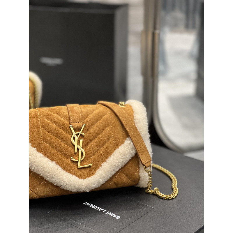 SAINT LAURENT Envelope Small Shearling-suede Shoulder Bag