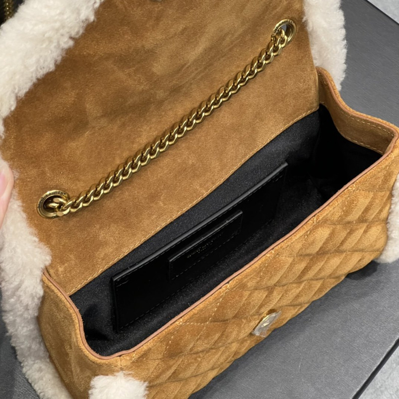 SAINT LAURENT Envelope Small Shearling-suede Shoulder Bag